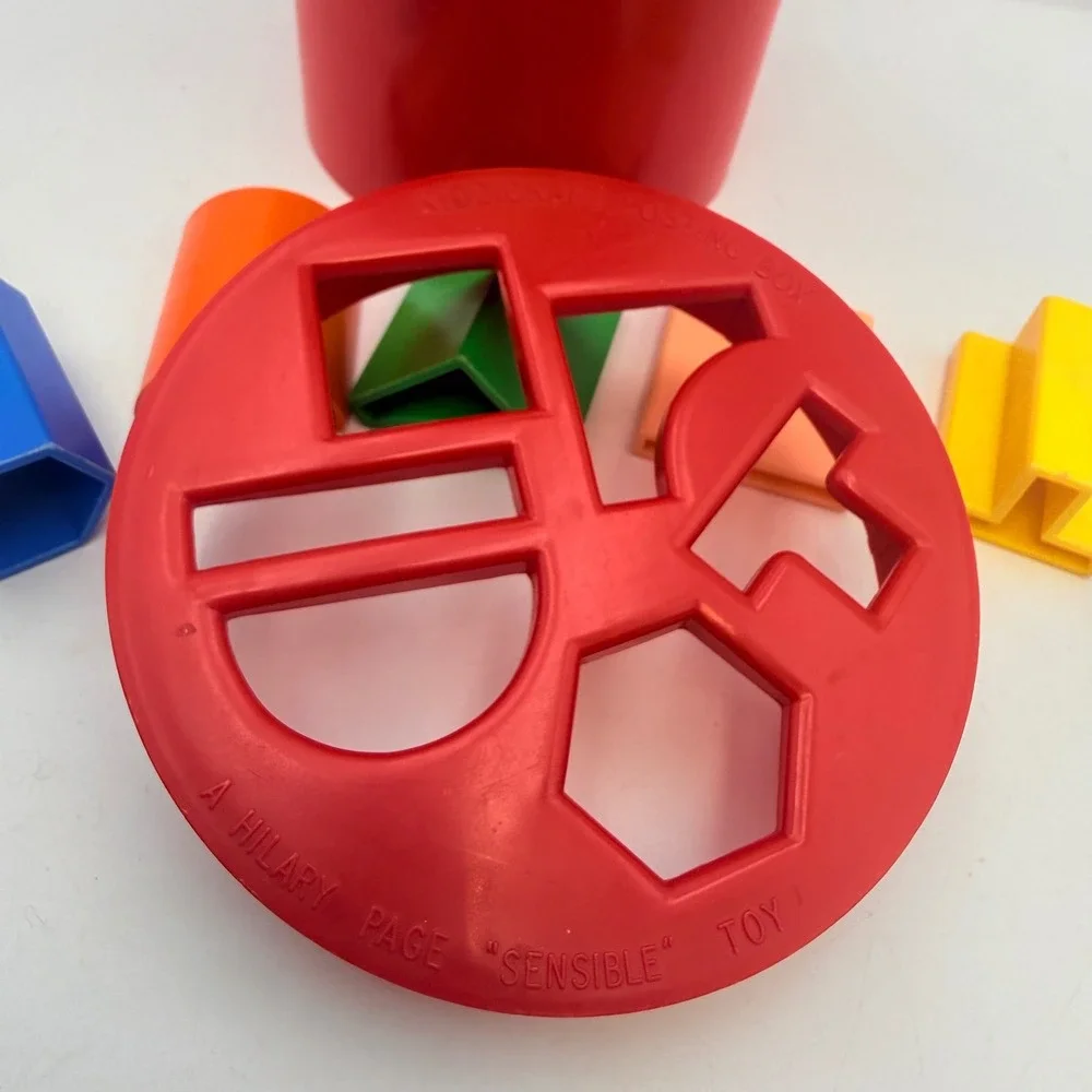 Vintage Kiddicraft Posting Box Shape Sorter Hilary Page Sensible Toy England Red
